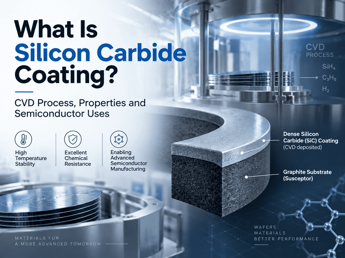 ການເຄືອບ Silicon Carbide ແມ່ນຫຍັງ? ຂະບວນການ CVD, ຄຸນສົມບັດແລະການນໍາໃຊ້ semiconductor